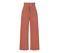 Weite Hose Damen, Maßgeschneiderte Freizeithose Mit Weitem Bein Hose Modische Solide Schleife Mit Elastischer Hoher Taille Palazzo-Hose Elegante Lässige Bürohose Straight Leg Pants Bottoms,Ziegel