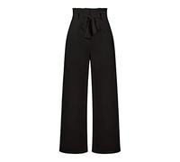 Weite Hose Damen, Maßgeschneiderte Freizeithose Mit Weiten Beinen Hose Modische Solide Schleife Mit Elastischer Hoher Taille Palazzo-Hose Elegante Lässige Bürohose Straight Leg Pants Bottoms,Schw