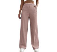 LIUYUYOUGO Weite Hose Damen Rosa Cordhose Für Damen Einfarbig Elastische Taille Hose Mit Weitem Bein Vintage Hose Mit Geradem Bein Weiche Bequeme Jogginghose Hose Lässige Palazzo Hose Für Damen Xs
