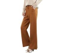 LIUYUYOUGO Wollhose Mit Weitem Bein Für Damen Fischgrätenstrick Lässige Lounge Hose Gerade Beinhose Elegante Palazzo Hose Mit Hohem Bund Und Kordelzug Weiche Warme Jersey Hose Karamell M
