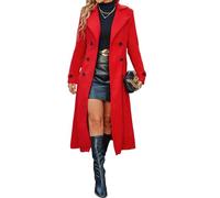 LIUYUYOUGO Wollmantel Damen Langer Wollmantel Für Damen Zweireihig Elegant Schmal Geschnitten Aus Wollmischung Mit Fallendem Revers Ideal Für Herbst Und Winter. Warme Elegante Jacke Staubmantel Ro