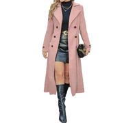 LIUYUYOUGO Wollmantel Damen Langer Wollmantel Für Damen Zweireihig Elegant Schmal Geschnitten Aus Wollmischung Mit Fallendem Revers Ideal Für Herbst Und Winter. Warme Elegante Jacke Staubmantel Ro