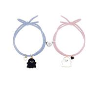 LIUZHIPENG 2 Pcs Magnetisches Herz Armband Cute Ghost Heart Couple Bracelet Set Adjustable Braide Rope Black White Ghost Pendant Bracelet Jewelry Gift Unisex, Legierung, Kein Edelstein