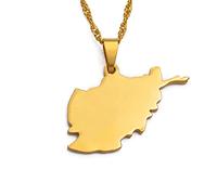 LIUZIXI Afghanistan Karte Anhänger Halskette - Charm Hip Hop Country Map Anhänger Für Frauen Männer - Polieren Dünne Kette Freundschaftsschmuck, Gold