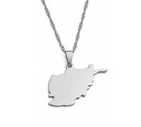LIUZIXI Afghanistan Karte Anhänger Halskette - Charm Hip Hop Country Map Anhänger Für Frauen Männer - Polieren Dünne Kette Freundschaftsschmuck, Silber