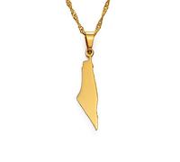 LIUZIXI Israel Und Palästina Karte Anhänger Halskette - Charm Hip Hop Country Map Anhänger Für Frauen Männer - Polieren Dünne Kette Freundschaft Schmuck, Gold