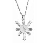 LIUZIXI Philippinen Karte Anhänger Halskette - Ethnischer Charme Philippinische Landkarte Flagge Anhänger - Hip Hop Trendy Kette Schmuck Für Männer Frauen Jahrestag Party Geschenk,Silber