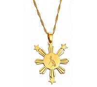 LIUZIXI Philippinen Karte Anhänger Halskette - Ethnischer Charme Philippinische Landkarte Flagge Anhänger - Hip Hop Trendy Kette Schmuck Für Männer Frauen Jahrestag Party Geschenk,Gold
