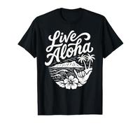 Live Aloha Shaka Surf Wave Hibiskus Hawaii Diamantkopf-Kunst Preisgünstiges Grafik-T-Shirt