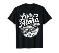 Live Aloha Shaka Surf Wave Hibiskus Hawaii Diamantkopf-Kunst T-Shirt