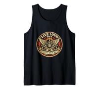 Live Loud Rock N Roll Biker Skull Wings Tank Top