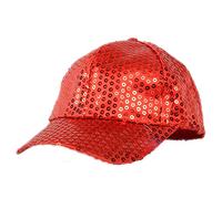 Livecity Glitzer-Pailletten-Baseballkappen, Snapback-Hüte, Party, Outdoor, verstellbarer Hut für Damen und Herren, rot, One size