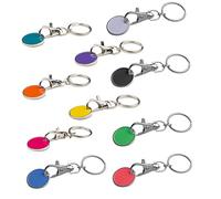 Livepac-Office 10x Metall Schlüsselanhänger mit Einkaufschip / 10 Farben