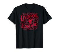 Liverpool England Liverbird im Vintage-Stil, roter Aufdruck T-Shirt