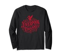 Liverpool, England, Vintage-Stil, Liverbird, roter Aufdruck Langarmshirt