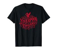 Liverpool, England, Vintage-Stil, Liverbird, roter Aufdruck T-Shirt