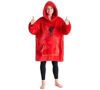 Liverpool F.C. Kinder Hoodie Decke, Fleece Kapuzenpullover mit Kängurutasche (Rot)