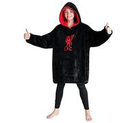 Liverpool F.C. Kinder Hoodie Decke, Fleece Kapuzenpullover mit Kängurutasche (Schwarz)