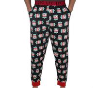 Liverpool FC Herren Lounge- und Pyjamahose mit Bund, Fußballgeschenk - 100% Baumwolle - Schwarz - XL