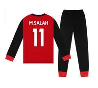 Liverpool FC - Jungen Schlafanzug mit Sublimationsdruck - Offizielles Merchandise - Geschenk für Fußballfans - Rot/Schwarz M.Salah - 11-12 Jahre