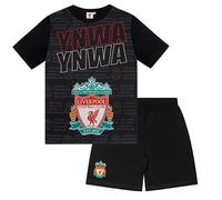 Liverpool FC - Kinder Schlafanzug-Shorty - Offizielles Merchandise - Geschenk für Fußballfans - Schwarz mit Schriftzug - 10-11 Jahre