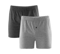 Living Crafts 2 Herren-Boxershorts 'Ben' aus Bio-Baumwolle schwarz/grau gestreift, Gr. L