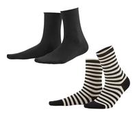 2er-Pack Living Crafts Bio-Damen-Socken "Alexis" schwarz/sand, Gr. 39/42