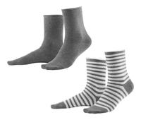 Living Crafts Socken, 2er-Pack - ALEXIS 39-42 stone grey melange/white