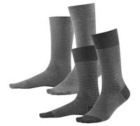 Living Crafts - ARNI | Socken, 2er-Pack - Bio-Baumwolle, Elasthananteil, Geringelt und Unifarben, Bequem und Leicht (39-42, Stone Grey/Anthra Melange)