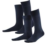 Living Crafts - ARNI | Socken, 2er-Pack - Bio-Baumwolle, Elasthananteil, Geringelt und Unifarben, Bequem und Leicht (39-42, Dark Navy/Indigo Melange)