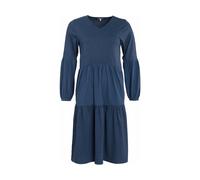 Living Crafts Bio-Damen-Kleid 'Philippa' mit V-Ausschnitt, indigo patch, Gr. S