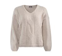 Living Crafts Bio-Damen-Pullover 'Neele' mit Zopfmuster, stone powder, Gr. S