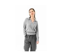 Living Crafts Bio-Damen-Pullover 'ULANA' mit Polokragen, grey melange, Gr. S