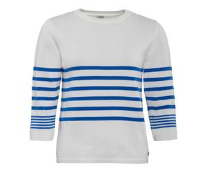 Living Crafts Bio-Damen-Strickpullover 'ROMINA' mit 3/4-Arm, azure blue/white, Gr. L