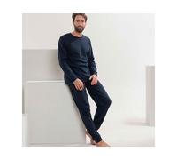 Living Crafts - BJÖRN | Schlafanzug Herren lang, frottee Schlafanzug, Pyjama Bio-Baumwolle, Perfekte Passform, Rippbündchen und elastischer Hosenbund (S, Navy)