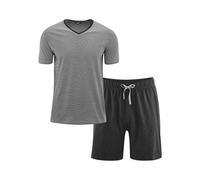 Living Crafts Bio-Herren-Schlafanzug 'Carl' kurz, grau/anthrazit, Gr. L