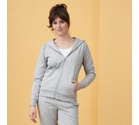 Living Crafts Bio-Damen-Kapuzenjacke "Lamina" grey melange, Gr. L