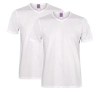 Living Crafts - Dean | T-Shirt, 2er-Pack - Bio-Baumwolle, Single Jersey, V-Ausschnitt, Einsatz als Unterhemd, Doppelnahtsaum (, White)