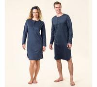 Living Crafts - Dominique | Retro-Nachthemd - Bio-Baumwolle, schlaftshirt Unisex, Interlock-Jersey, Rundhalsausschnitt, Dopplenahtsaum (Dark Navy, S)