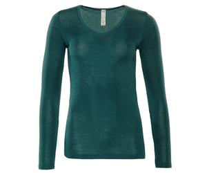 Living Crafts Felicia Damen Langarm-Shirt aus Bio Merinowolle / Seide 36/38 Dark Sea