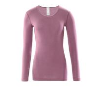 Living Crafts - Felicia | Langarm-Shirt - Funktionale und Elegante Unterwäsche, Bio-Wolle und Seide, Atmungsaktiv, V-Ausschnitt mit Spitzenborte (, Light Pink)
