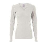 Living Crafts - Felicia | Langarm-Shirt - Funktionale und Elegante Unterwäsche, Bio-Wolle und Seide, Atmungsaktiv, V-Ausschnitt mit Spitzenborte (, Natural)