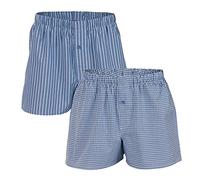 Living Crafts - Gregor | Boxer-Shorts, 2er-Pack - Komfortables Tragegefühl, elastischer Bund, fein gewebte Bio-Baumwolle, praktischer Eingriff, Streifen- und Karomuster (M, Denim Blue)