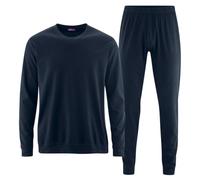 Living Crafts Herren Pyjama Bio Baumwolle Schlafanzug 220 g/m², Interlock, weich & formstabil, mit Hosentaschen, GOTS Zertifiziert, XL, Regular, Regular, Dark Navy