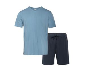 Living Crafts Herrren Sommer Schlafanzug aus Bio Baumwolle mit Elasthan, GOTS Zertifieziert (DE/NL/SE/PL, Alphanumerisch, S, Regular, Regular, Navy-Graphite)