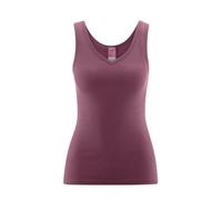 Living Crafts - Janine | V-Neck-Trägertop - Bequemes Feinripp-Design, ohne Seitennähte, Tiefer V-Ausschnitt, hochwertig und nachhaltig 100% Bio-Baumwolle (48/50, Dark Rose)