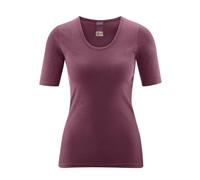 Living Crafts - Juliane | Damen Tshirt Kurzarm-Shirt - Bio-Baumwolle, Feinripp, Ohne Seitennähte, Tiefer Ausschnitt, Doppelnahtsaum (36/38, Dark Rose)