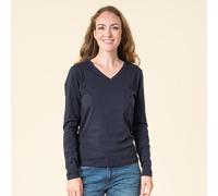 Living Crafts Bio-Damen-Langarmshirt 'TARANA' mit V-Ausschnitt, ink blue, Gr. XL