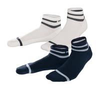 Living Crafts - ORELL | Hohe Sneaker-Socken, 2er Pack - Sportlich, bequem und stilvoll, für Damen und Herren, mit weicher Plüschsohle und auffälligem 'nature'-Aufdruck (35-38, Navy/White)