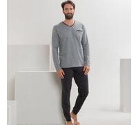 Living Crafts Herren Bio Schlafanzug Colin (lang) 640 stone grey / anthra melange L